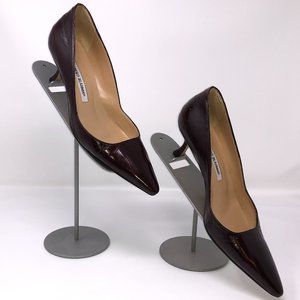 Manolo Blahnik Burgundy Kitten Heel Pumps